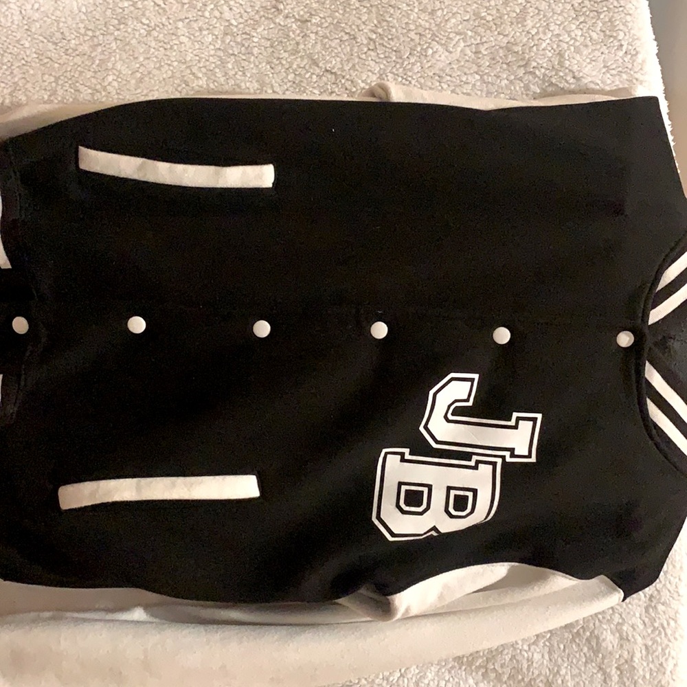 A Justin Bieber jacket black and white